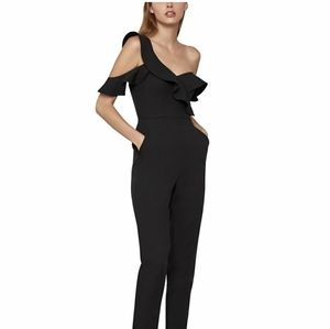 BCBGMAXAZRIA Ruffled One-Sleeve Jumpsuit